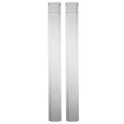  - PIL10X90X02FL-2 - Endurathane Fluted Pilaster w/ Attached 18" Plinth, 10"W x 90 1/2"H x 2 1/2"P, High Density Polyurethane, Factory Primed White, Sold Per Pair