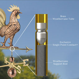 Good Directions - GD1973B - Proud Rooster Weathervane - Pure Copper & Brass