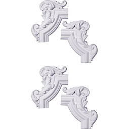 Ekena Millwork - PML13X10PM-LR-CASE-2 - Endurathane Pompeii Panel Moulding Corner, 14 1/4"W x 10 5/8"H x 1 1/8"P, Two Left & Two RightFactory Primed