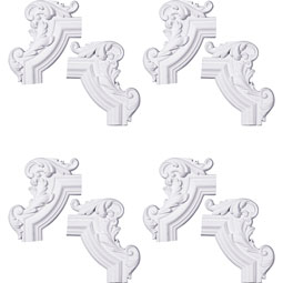 Ekena Millwork - PML13X10PM-LR-CASE-4 - Endurathane Pompeii Panel Moulding Corner, 14 1/4"W x 10 5/8"H x 1 1/8"P, Four Left & Four RightFactory Primed