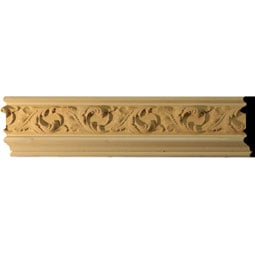 S&S Custom Wood Moldings - CHAC04X01SC - 3 3/4"H x 1"P x 96"L Scrolling Leaf CompoDecor Hardwood Chair Rail, Poplar & Composite