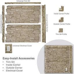 Ekena Millwork - PNU24X48AL - EverStone Acadia Ledge Faux Stone Panel, 49"W x 25 1/2"H x 1 1/4"D