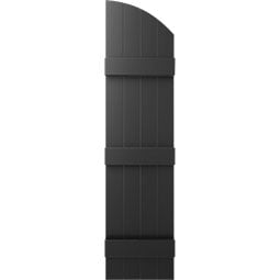 Builder's Edge - 090 - 14 in. W Builders Edge, Vinyl Standard Four Board Joined w/ Archtop, Board-n-Batten Shutters, Includes Matching Installation Spikes (Per Pair)