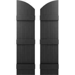 Builder's Edge - 090 - 14 in. W Builders Edge, Vinyl Standard Four Board Joined w/ Archtop, Board-n-Batten Shutters, Includes Matching Installation Spikes (Per Pair)