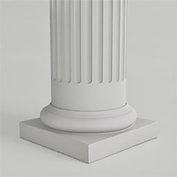 CW Ohio Inc. - ESATFSA - Endura-Stone™ Fluted Column, Round Shaft (FRP) w/True Entasis Taper, Smooth Finish - Ready to be Painted