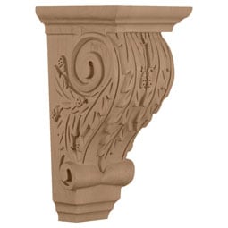  - COROL2 - AmeriCraft Medium Oakleaf Corbel, 4 3/4"W x 5 1/4"D x 9 1/2"H