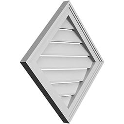 Ekena Millwork - GVPDI02 - Diamond Surface Mount PVC Gable Vent Functional Brickmould Frame