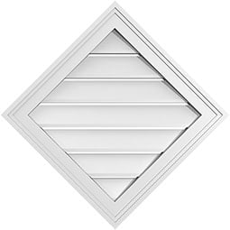 Ekena Millwork - GVPDI02 - Diamond Surface Mount PVC Gable Vent Functional Brickmould Frame