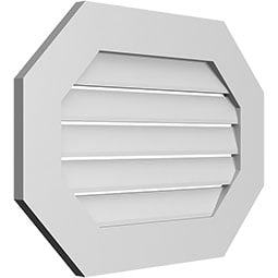 Ekena Millwork - GVPOH01 - Horizontal Elongated Octagon Surface Mount PVC Gable Vent Standard Frame