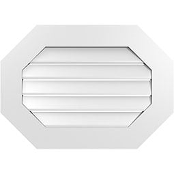 Ekena Millwork - GVPOH01 - Horizontal Elongated Octagon Surface Mount PVC Gable Vent Standard Frame