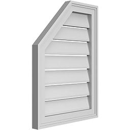 Ekena Millwork - GVPOL02 - TrueCraft Half Octagon Top Left Surface Mount PVC Gable Vent Brickmould Frame