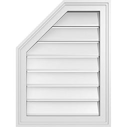 Ekena Millwork - GVPOL02 - TrueCraft Half Octagon Top Left Surface Mount PVC Gable Vent Brickmould Frame