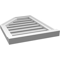 Ekena Millwork - GVPOL03 - TrueCraft Half Octagon Top Left Surface Mount PVC Gable Vent Brickmould Sill Frame