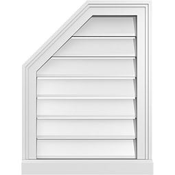 Ekena Millwork - GVPOL03 - TrueCraft Half Octagon Top Left Surface Mount PVC Gable Vent Brickmould Sill Frame