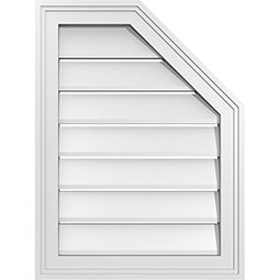 Ekena Millwork - GVPOR02 - Half Octagon Top Right Surface Mount PVC Gable Vent Brickmould Frame