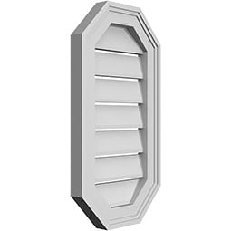 Ekena Millwork - GVPOV02 - Vertical Elongated Octagon Surface Mount PVC Gable Vent Brickmould Frame