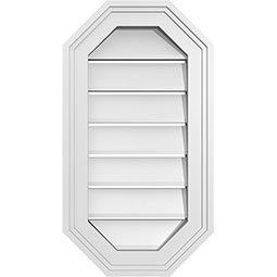 Ekena Millwork - GVPOV02 - Vertical Elongated Octagon Surface Mount PVC Gable Vent Brickmould Frame