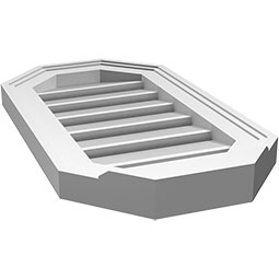 Ekena Millwork - GVPOV03 - Vertical Elongated Octagon Surface Mount PVC Gable Vent Brickmould Sill Frame