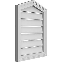 Ekena Millwork - GVPPE02 - Peaked Top Surface Mount PVC Gable Vent Brickmould Frame