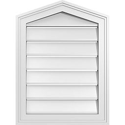 Ekena Millwork - GVPPE02 - Peaked Top Surface Mount PVC Gable Vent Brickmould Frame