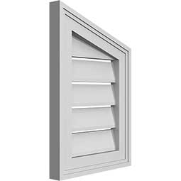 Ekena Millwork - GVPPR02 - TrueCraft Half Peaked Top Right Surface Mount PVC Gable Vent Brickmould Frame