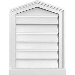 Ekena Millwork - GVPPE03 - TrueCraft Peaked Top Surface Mount PVC Gable Vent Brickmould Sill Frame