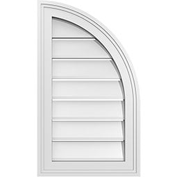 Ekena Millwork - GVPQR03 - TrueCraft Quarter Round Top Right Surface Mount PVC Gable Vent Brickmould Sill Frame