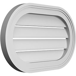Ekena Millwork - GVPRE02 - TrueCraft Horizontal Round Ended Surface Mount PVC Gable Vent Brickmould Frame