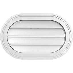 Ekena Millwork - GVPRE02 - TrueCraft Horizontal Round Ended Surface Mount PVC Gable Vent Brickmould Frame