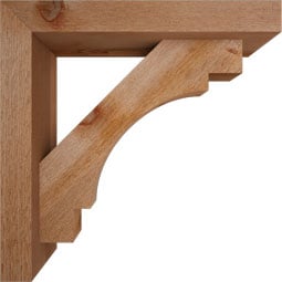 Ekena Millwork - BKTOMRC05 - Merced Block Rough Sawn Bracket w/ Offset Brace