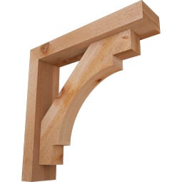 Ekena Millwork - BKTOMRC05 - Merced Block Rough Sawn Bracket w/ Offset Brace