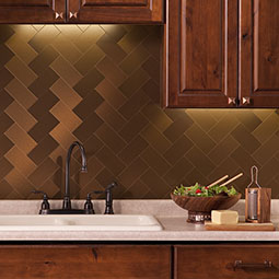 ACP - BT03X06BLGM - Aspect Peel and Stick Brushed Long Grain Metal Backsplash Tile Kit for 15 Square Feet