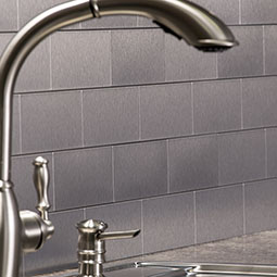 ACP - BT03X06BSGM - Aspect Peel and Stick Brushed Short Grain Metal Backsplash Tile Kit for 15 Square Feet