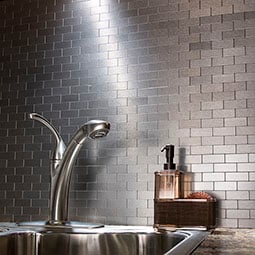 ACP - BK04X12MM - Aspect Peel and Stick Square Matted Metal Backsplash Tile Kit for 15 Square Feet