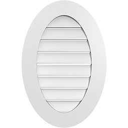 Ekena Millwork - GVPVO01 - TrueCraft Vertical Oval Surface Mount PVC Gable Vent Standard Frame