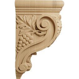 Ekena Millwork - COR04X08X13DE - AmeriCraft Devon Grapes & Vines Corbel, 4 1/4"W x 8"D x 13 1/4"H