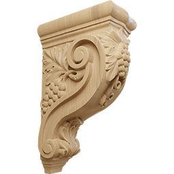 Ekena Millwork - COR04X08X13DE - AmeriCraft Devon Grapes & Vines Corbel, 4 1/4"W x 8"D x 13 1/4"H