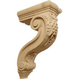 Ekena Millwork - COR04X08X13HO - AmeriCraft Holmdel Grapes & Vines Corbel, 4 1/4"W x 8"D x 13 1/4"H