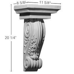 Ekena Millwork - COR11X08X20SG - Endurathane Strasbourg Corbel, 11 5/8"W x 8 5/8"D x 20 1/4"H, Factory Primed