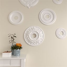 Ekena Millwork - CM18VL_P - Endurathane Valletta Ceiling Medallion, 18"OD x 3 1/2"ID x 1"P (Fits Canopies up to 3 1/2")