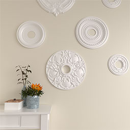 Ekena Millwork - CM18NO_P - Endurathane Norwich Ceiling Medallion, 18"OD x 3 1/2"ID x 1 3/8"P (Fits Canopies up to 4 1/2")