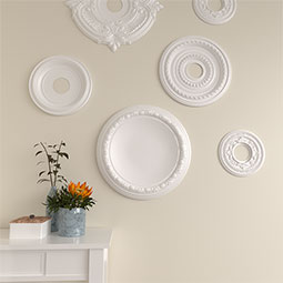 Ekena Millwork - CM19CA_P - Endurathane Carlsbad Ceiling Medallion, 19 1/2"OD x 1 3/4"P, Factory Primed