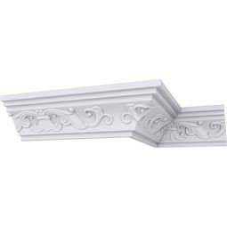 Ekena Millwork - MLD02X02X04QU - Endurathane Quentin Crown Moulding, 3"H x 3"P x 4"F x 94 1/2"L, Factory Primed