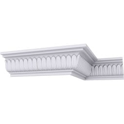 Ekena Millwork - MLD04X02X04FL - Endurathane Floral Crown Moulding, 3"H x 2 3/4"P x 4 1/8"F x 94 1/2"L, Factory Primed