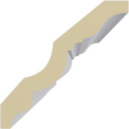 Ekena Millwork - MLD02X02X04CR - Endurathane Crendon Bead and Barrel Crown Moulding, 3"H x 3"P x 4 1/4"F x 94 1/2"L, Factory Primed