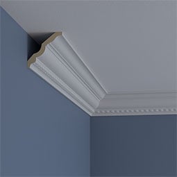 Ekena Millwork - MLD02X02X04CR - Endurathane Crendon Bead and Barrel Crown Moulding, 3"H x 3"P x 4 1/4"F x 94 1/2"L, Factory Primed