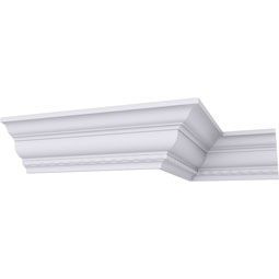 Ekena Millwork - MLD02X02X04CR - Endurathane Crendon Bead and Barrel Crown Moulding, 3"H x 3"P x 4 1/4"F x 94 1/2"L, Factory Primed