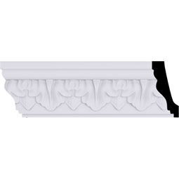 Ekena Millwork - MLD02X01X02AS - Endurathane Ashur Leaf Crown Moulding, 2 5/8"H x 1 1/4"P x 2 7/8"F x 94 1/2"L, Factory Primed