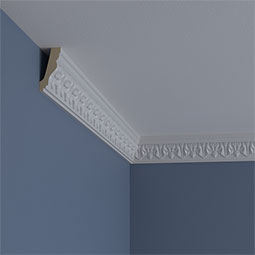 Ekena Millwork - MLD02X01X02AS - Endurathane Ashur Leaf Crown Moulding, 2 5/8"H x 1 1/4"P x 2 7/8"F x 94 1/2"L, Factory Primed