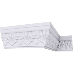Ekena Millwork - MLD02X01X02AS - Endurathane Ashur Leaf Crown Moulding, 2 5/8"H x 1 1/4"P x 2 7/8"F x 94 1/2"L, Factory Primed
